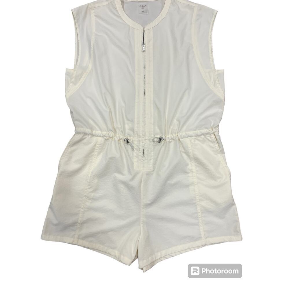 Calia Soft Utility Romper Shorts  Sleeveless Lightweight Cream size XL Relaxed
